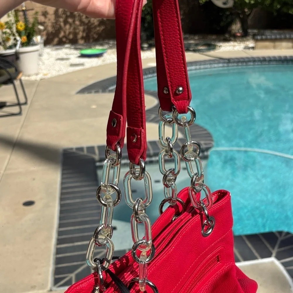 Key to My Heart Red Satchel Lulu Guinness